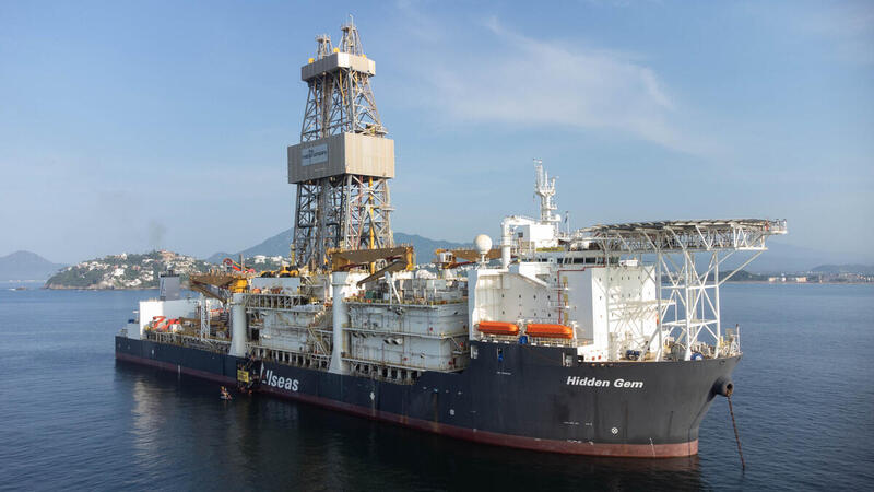 Deep sea mining drillship at sea